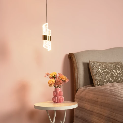 Lucide KLIGANDE - Lámpara colgante - Ø 13 cm - LED - 1x9W 2700K - Oro mate / Latón - ambiente 1